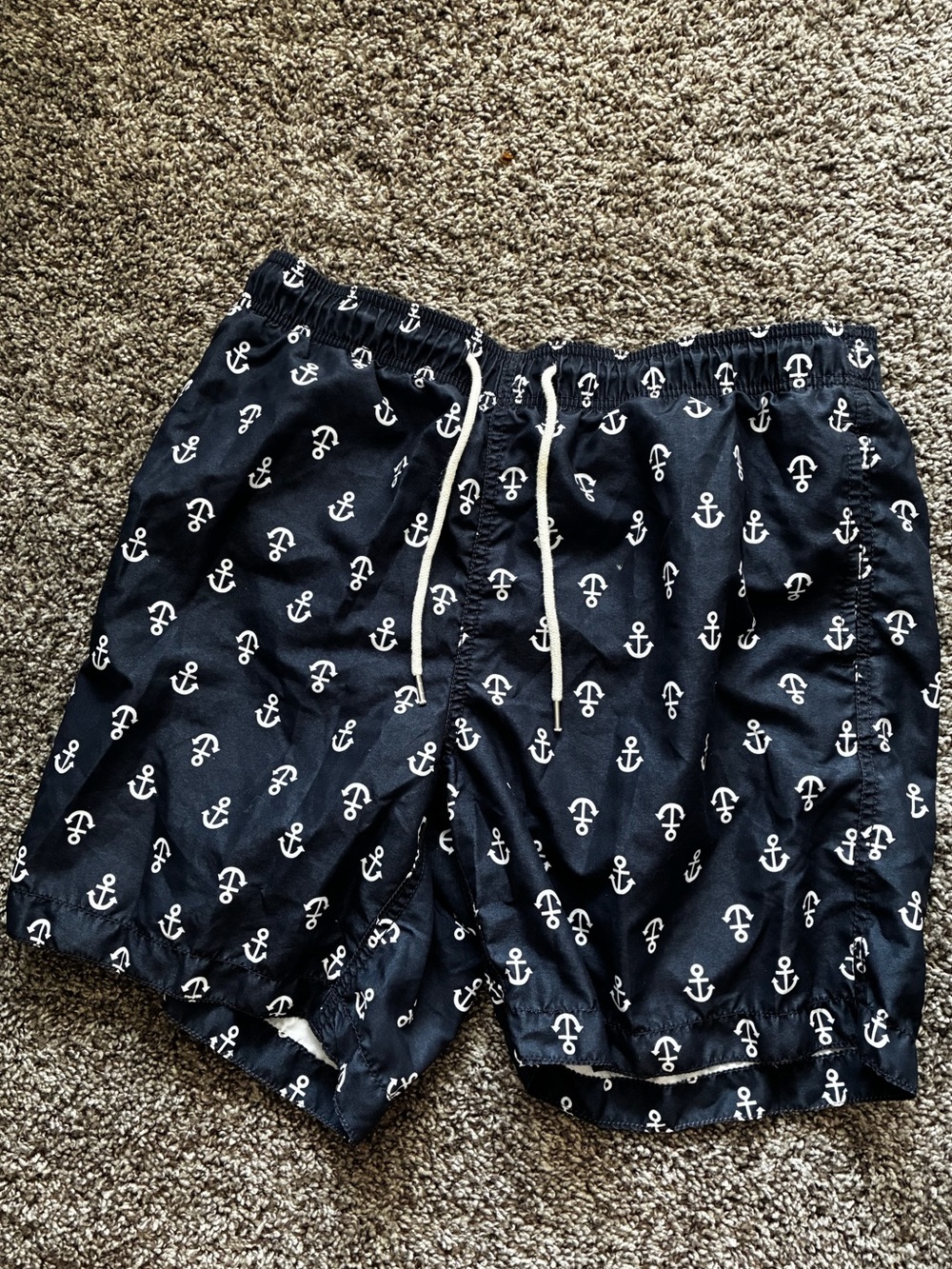 Old Navy Navy and White Anchor Print Swim Trunks